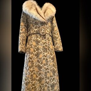 Stunning Tapestry Boho & Fox Fur Collar Coat